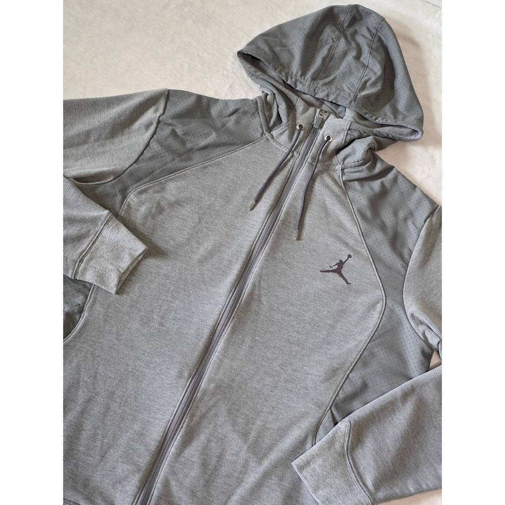 Jordan Dri-FIT Mens XL Full Zip Hoodie Gray Perforated Mesh 642281-071